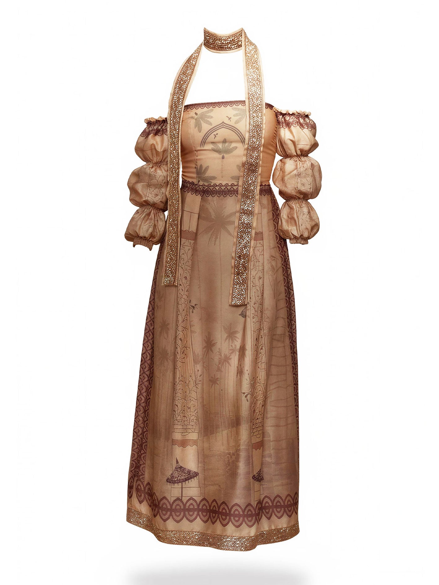 Vestido Brillo entre Palmeras Melocotón