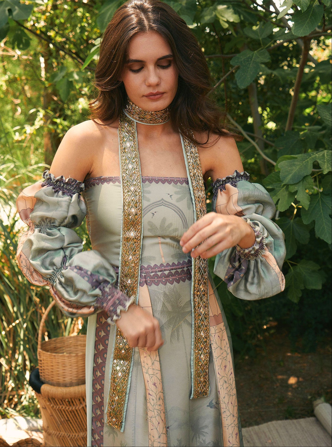 Vestido Brillo entre Palmeras Pistacho