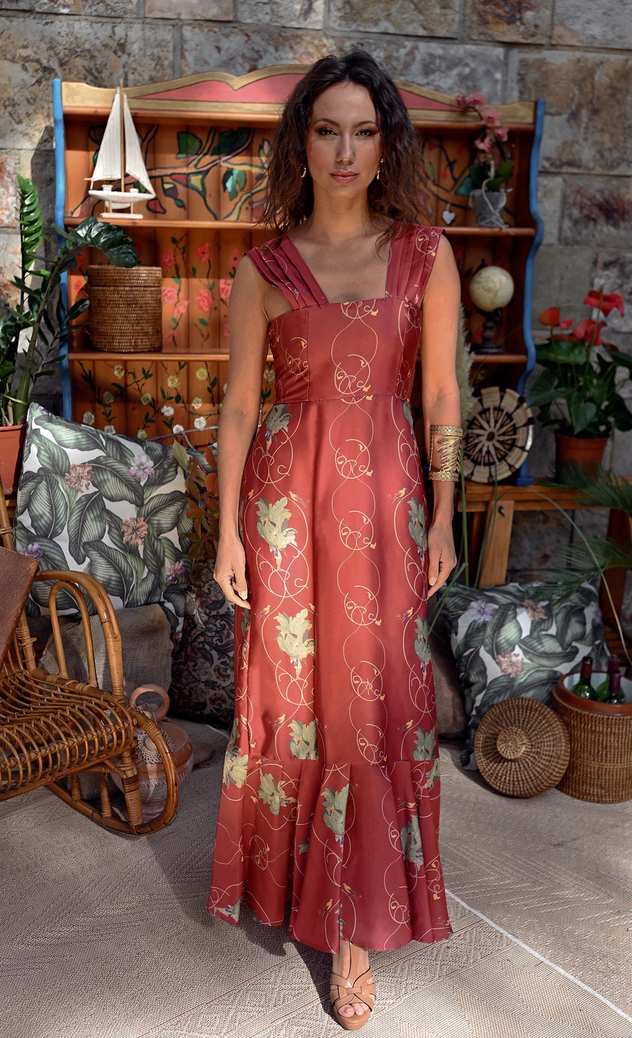 Vestido Sedas del Valle burdeos