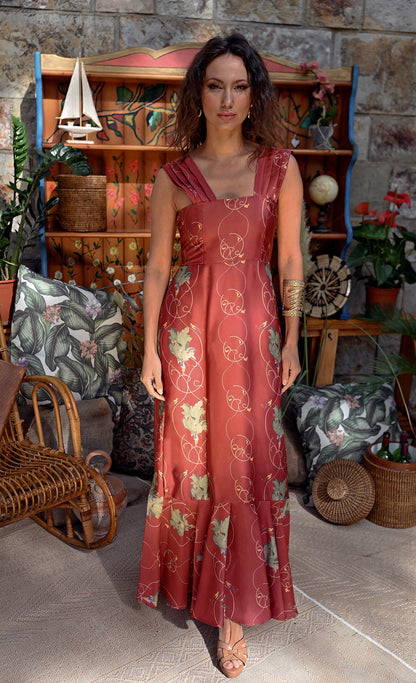 Vestido Sedas del Valle burdeos