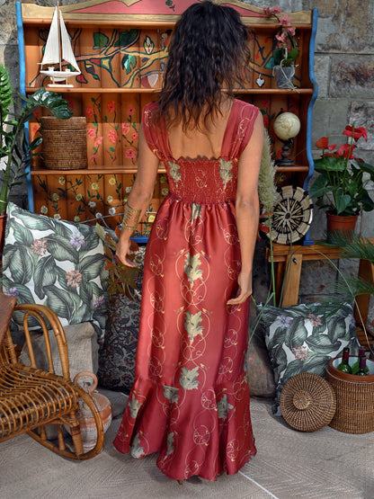 Vestido Sedas del Valle burdeos