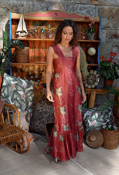 Vestido Sedas del Valle burdeos