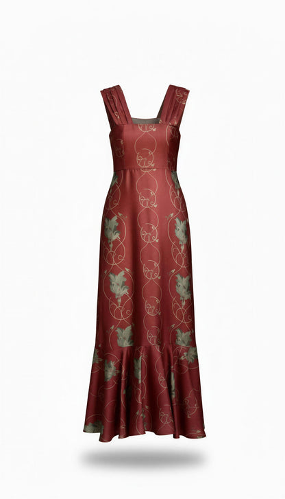 Vestido Sedas del Valle burdeos